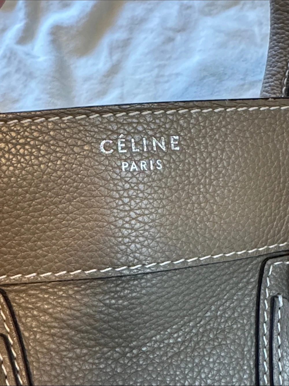 Celine Taupe Brown Souris Leather Mini Luggage Tote